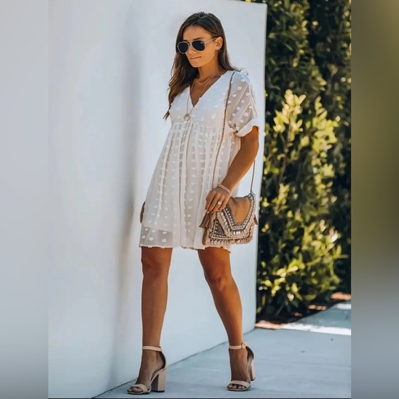 NIP-Swiss Dots Plus Size V Neck Dress - Picture 3 of 7